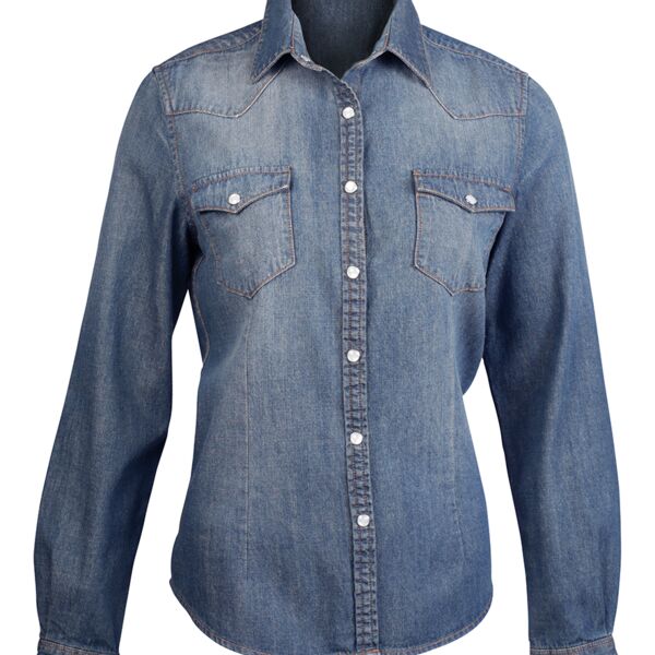 Kariban Ladies Long Sleeve Denim Shirt Thumbnail