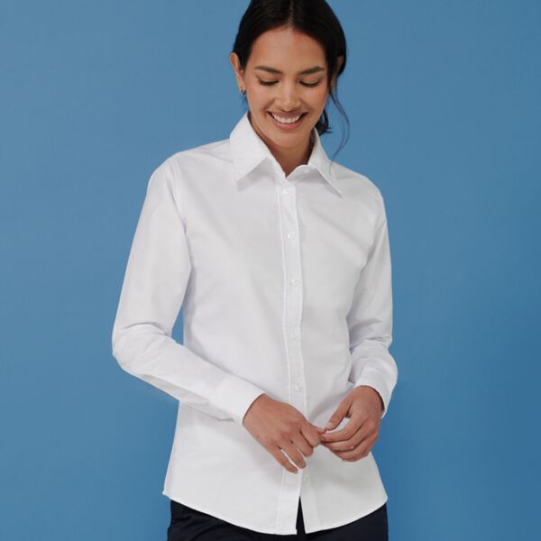 Henbury Ladies Long Sleeve Classic Oxford Shirt Thumbnail