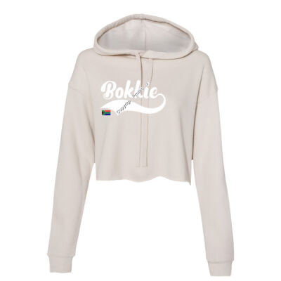 White Print Bokkie Ladies Cropped Hoodie - SA branding  Thumbnail